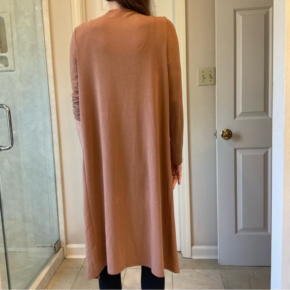 She + Sky Long sleeve knit jacket, long, solid tan wrap style, Soft! Comfy! Sz S - Picture 11 of 11